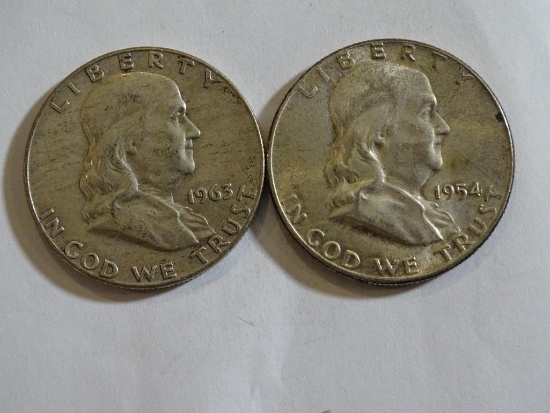 1954 & 1963 Franklin Half Dollar