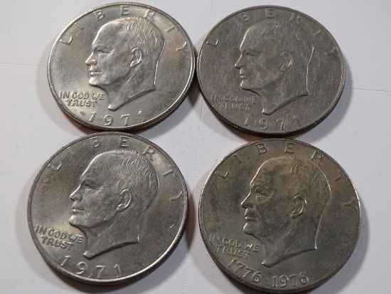 Eisenhower Dollar (3 - 1971 Eisenhower & 1 - Bicentennial)