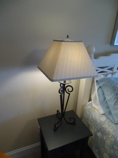 2 wrought iron beside lamps-27"T