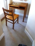 Vintage school typing desk and chair-oak. Desk-31