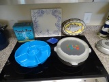 All items on stove-square decorate platter, Beach Bum canister, spoon rest, fish wall hanging plus