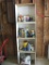 Items on the shelves, paint, tiles