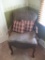 Side chair w/Queen Anne style legs, leather like fabric plus picture