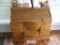 Wooden Desk and Chair plus all items on top. Includes decorative phone and small computer monitor