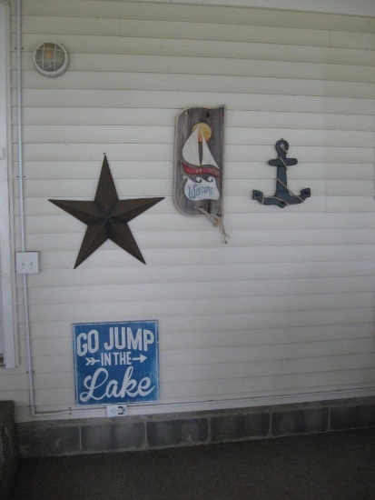 4 Signs-Star, Welcome sailboat, anchor and "Go Jump in the Lake"