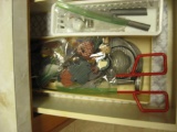 4 drawers - spoons, wine opener, rolling pin, knives, spatula