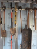Items shown in pictures: Rakes, Electric Hedge Trimmer, Hoe, Shovels, Levelers Pick Axes, etc.