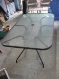 Patio table with small side table and 6 chairs-Table is 61