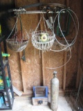 Shepherd hooks, metal hanging baskets, plant stands