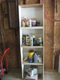 Items on the shelves, paint, tiles