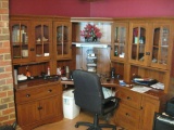 Desk set-3 part-pressed wood, plus office rolling chair and lots of office supplies!