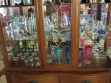 2 rows of glasses-includes wine glasses, shot glasses, vase, and small wine glasses with an 