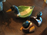 Wooden Duck candy dish and bookends