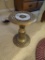 Small Brass pedestal table-marble center-heavy!