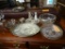 Crystal/silver bowl, veggie dish, salt/pepper shakers w/small dish, large platter, bowl/plate ,