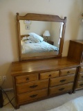 All wood Dresser w/Mirror-shows wear