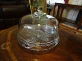 Heavy Glass Cake plate-also converts to chip/dip dish