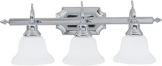 Livex Lighting 1283-05 Bath Vanity with White Alabaster Glass Shades, Chrome
