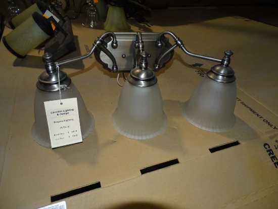 Renovations 22 in. 3-Light Antique Nickel Bathroom Vanity Light with Glass Shades Progress Lighting