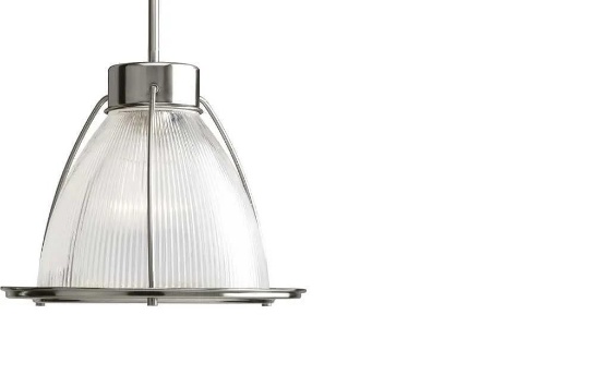 Prismatic Glass Collection One-Light Brushed Nickel Clear Prismatic Glass Coastal Mini-Pendant Light