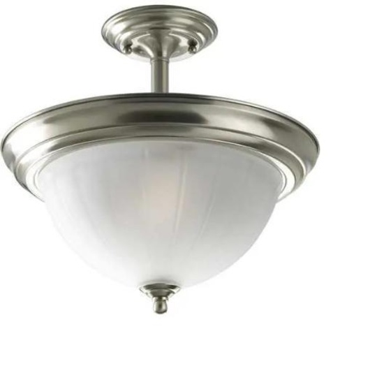 Progress Lighting-Semi-flush ceiling mount-P3876-09-Brushed Nickel-Melon-13.25"W x 12.5"H