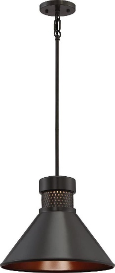 Nuvo-Large LED Pendant-#62/857-Bronze w/Copper Accents, ~14"W x 11"H