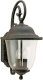 Trafalgar Two-Light Outdoor Wall Lantern with Clear Seeded Glass Shade, Oxidized Bronze Finish