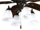 4-Lamp 60 W Forged Bronze Etched Glass Medium Incandescent Ceiling Fan Light Kit