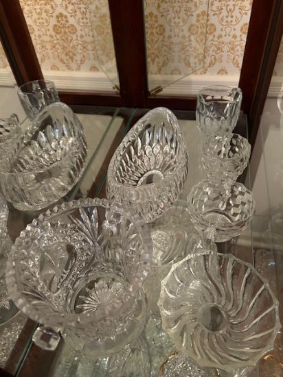 Cut Glass-Heavy Oblong dish, Small Ice Bucket, Sugar/Creamer, Bowl , Small Pitcher