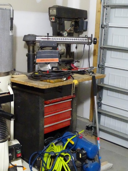 Radial Arm-10" w/stand-Sears Craftsman, Drawers filled w/various attachments