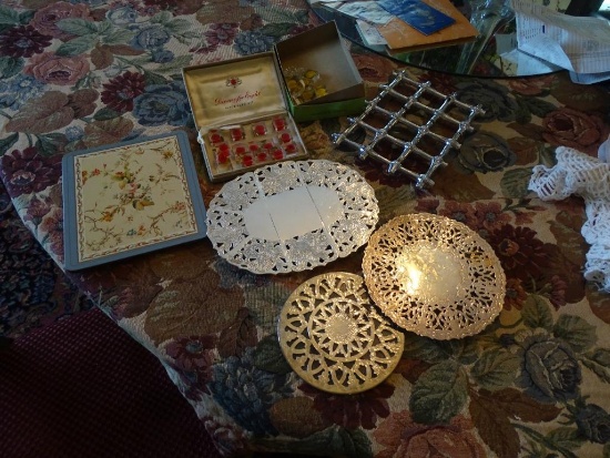 Assortment of 5 Trivets and Place card Holders