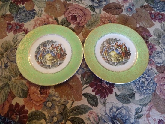 Vintage Salem Company China Plates (2)-23 Karat Gold