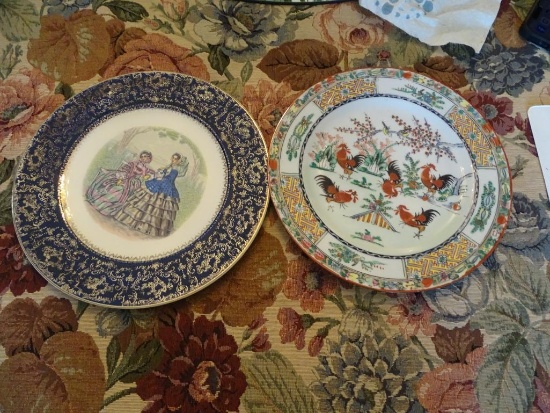 Imperial Salem China Co. Plate-23 karat gold; Japanese Rooster Platter