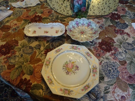 Vintage Platter-Continental Ivory-Germany-Queen's Bouquet; Tray and Bowl