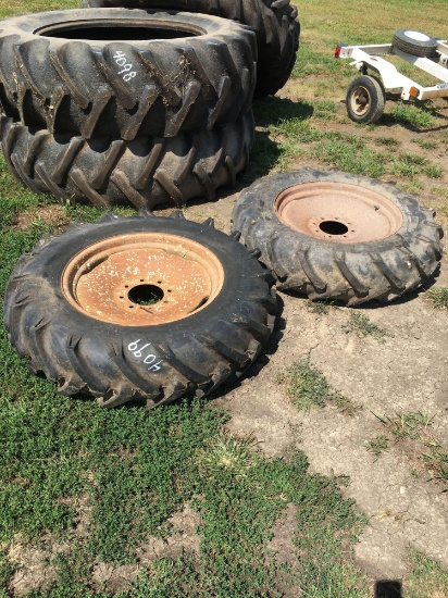 Pair 11.2-24 tires on rims