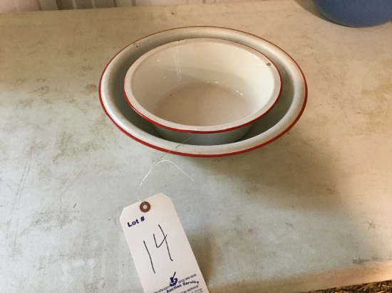 2- enamel bowls