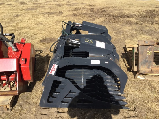 unused stout 72" rock bucket with double grapple