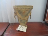 METAL URN W/ LION'S HEADS