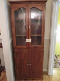 PINE CABINET W/ GLASS FRONT DOORS