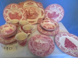 JOHNSON BROTHERS PINK & WHITE TRANSFERWARE