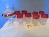 INDIANA GLASS RUBY- 4 GOBLETS, TUMBLERS &