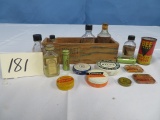 OLD WOODEN KRAFT BOX W/ OLD MEDICINE BOTTLES