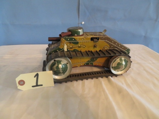 METAL WIND UP TOY ARMY TRUCK