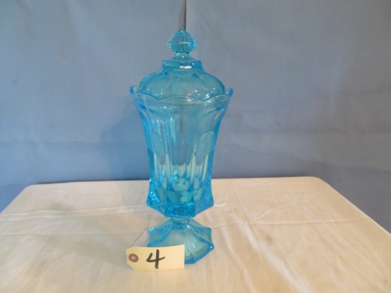 BLUE COIN GLASS CANDY DISH
