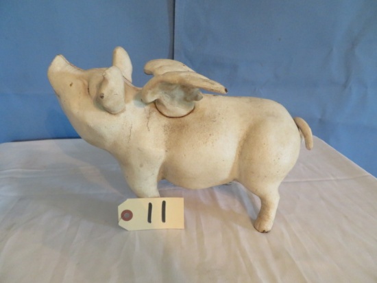 CAST IRON FLYING PIG BANK