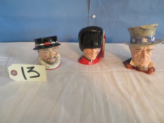 3 TOBY MUGS- ROYAL DOULTON -BEEFEATER