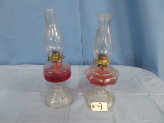 2- ANTIQUE OIL LAMPS  19"T