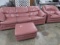 3 PC. PINK LEATHER SOFA, CHAIR & OTTOMAN