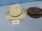 2 MENS HATS- AUSTRIAN OUTBACK COWBOY HAT 7-1/8 AND LEATHER COUNTRY GENTLEMENS HAT