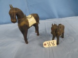 2 HORSE STATUES